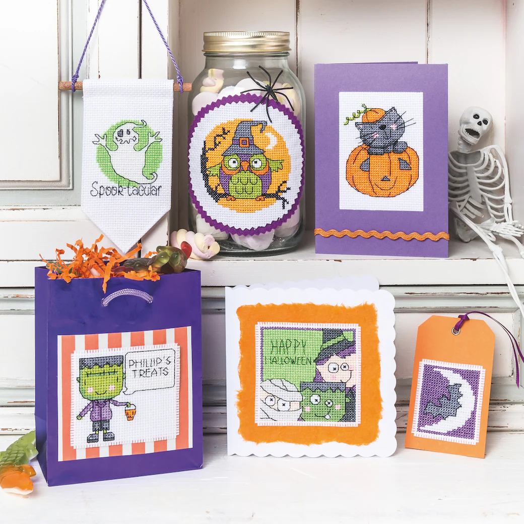Halloween cross stitch cards