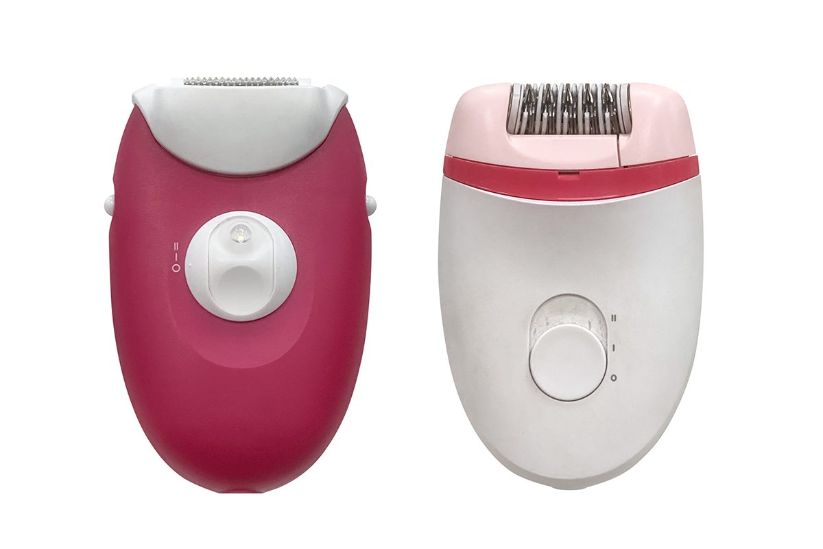 Two electric epilators on a white background