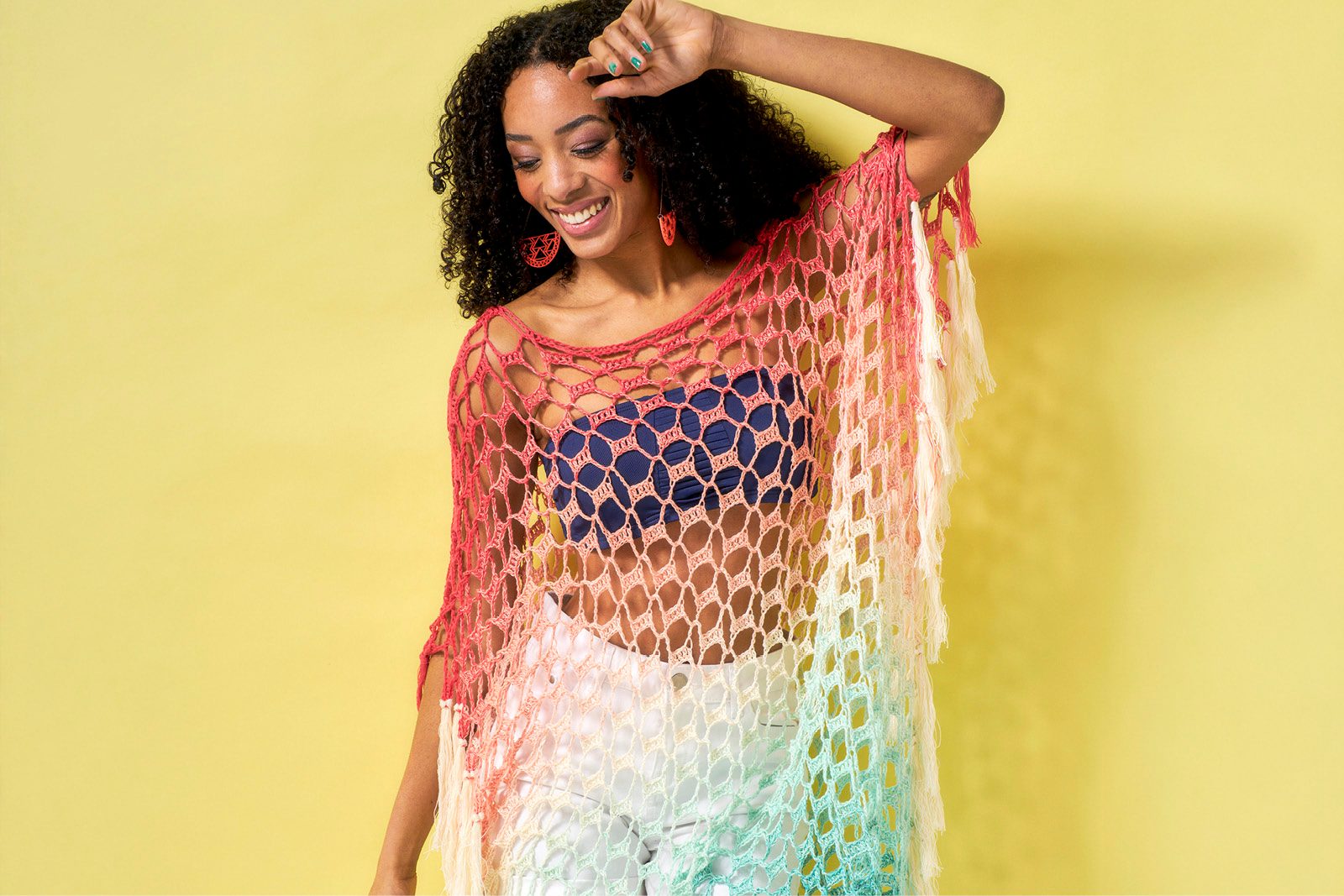 Ombré beach shawl with tassels