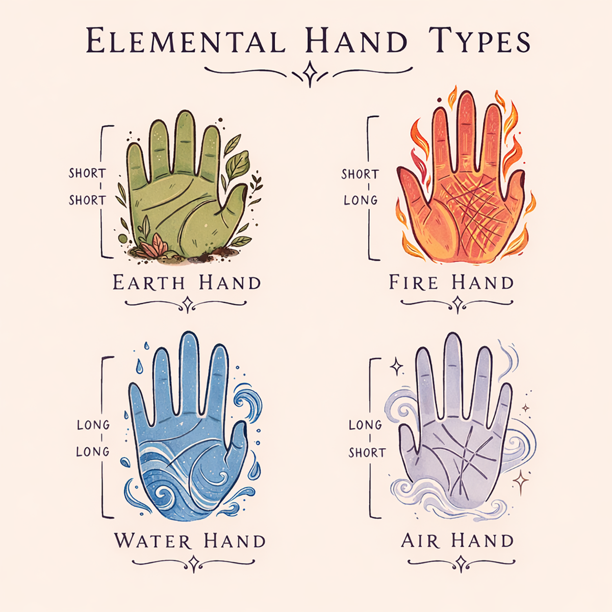 An infographic of elemental hand types