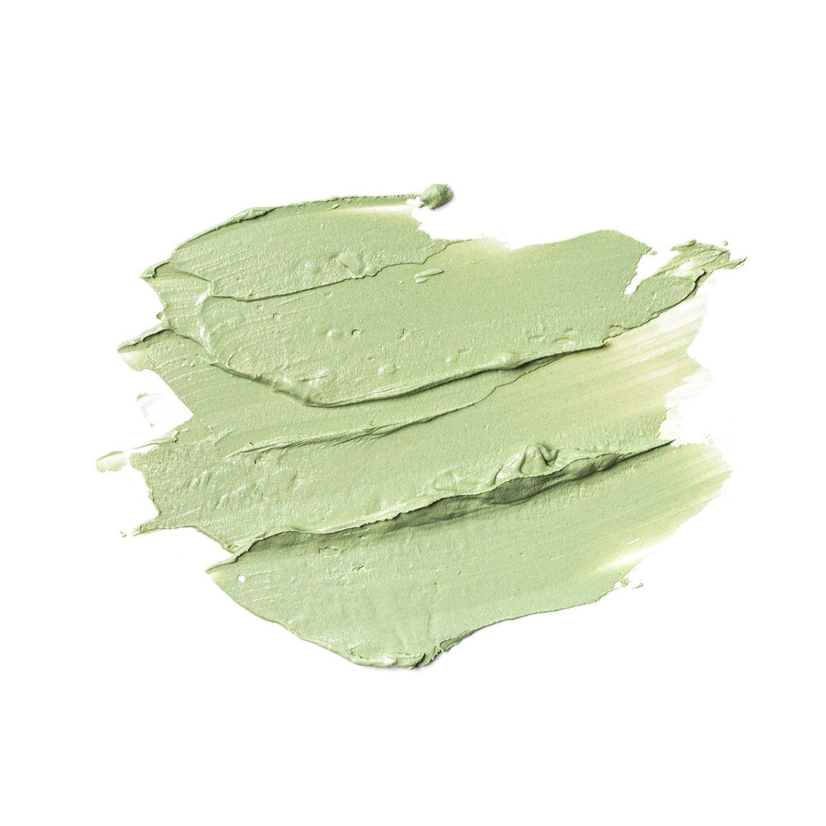 A swatch of green foundation or concealer on a white background