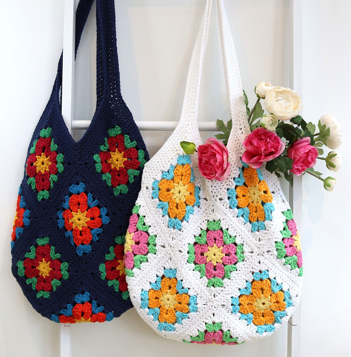 Sundrop flower granny square bag