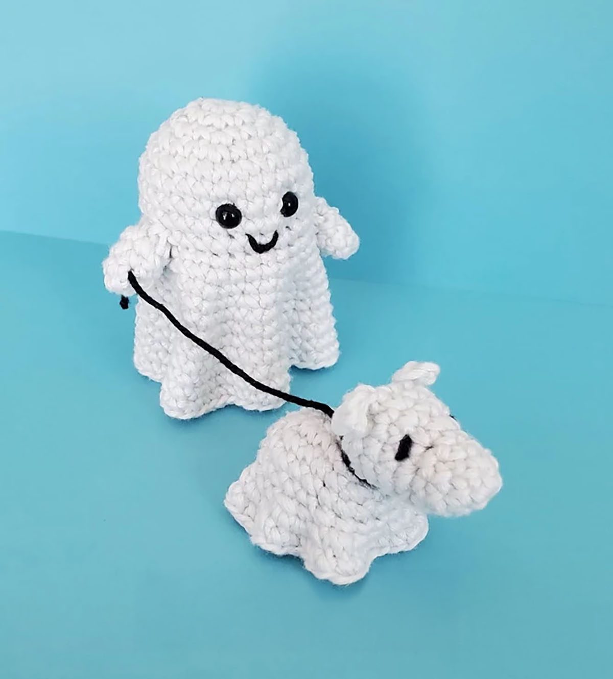 Ghost walking a dog crochet pattern