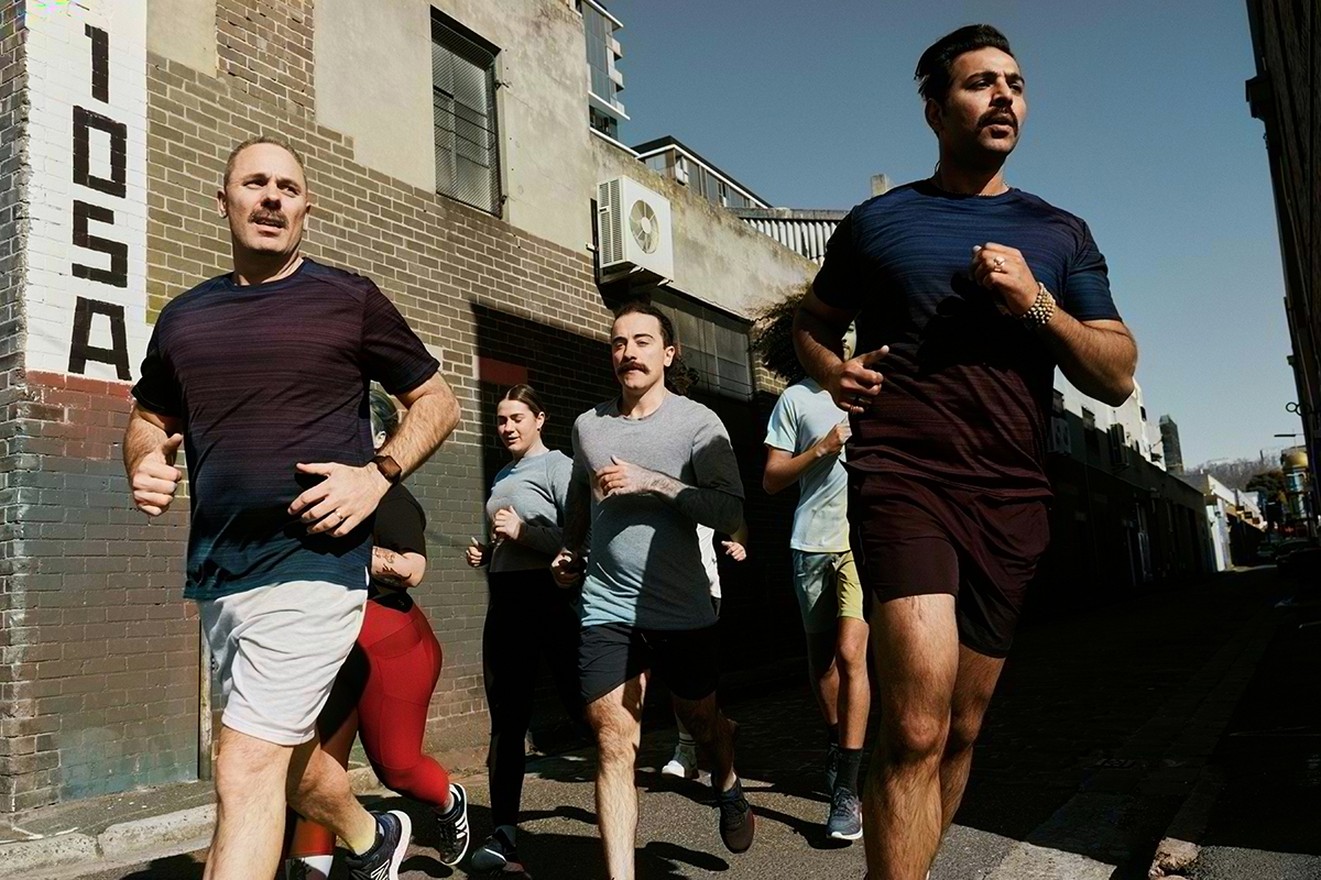 A group of men running