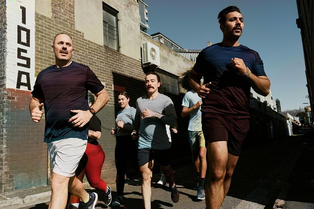 A group of men running