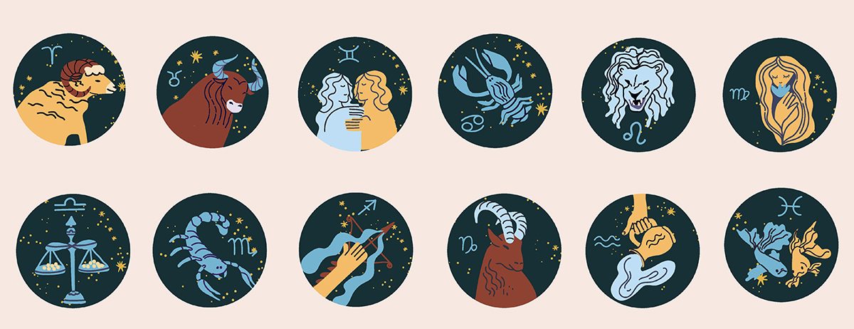 Icons of the 12 different zodiac signs
