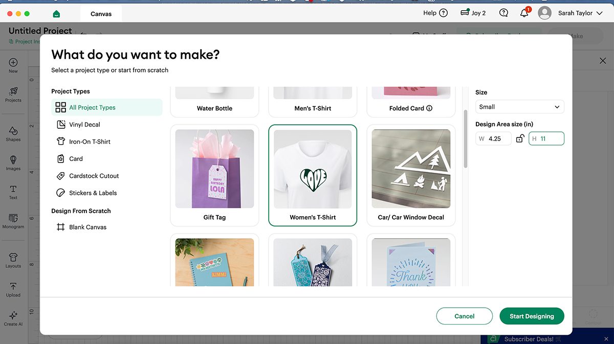 Cricut t-shirt project step 1