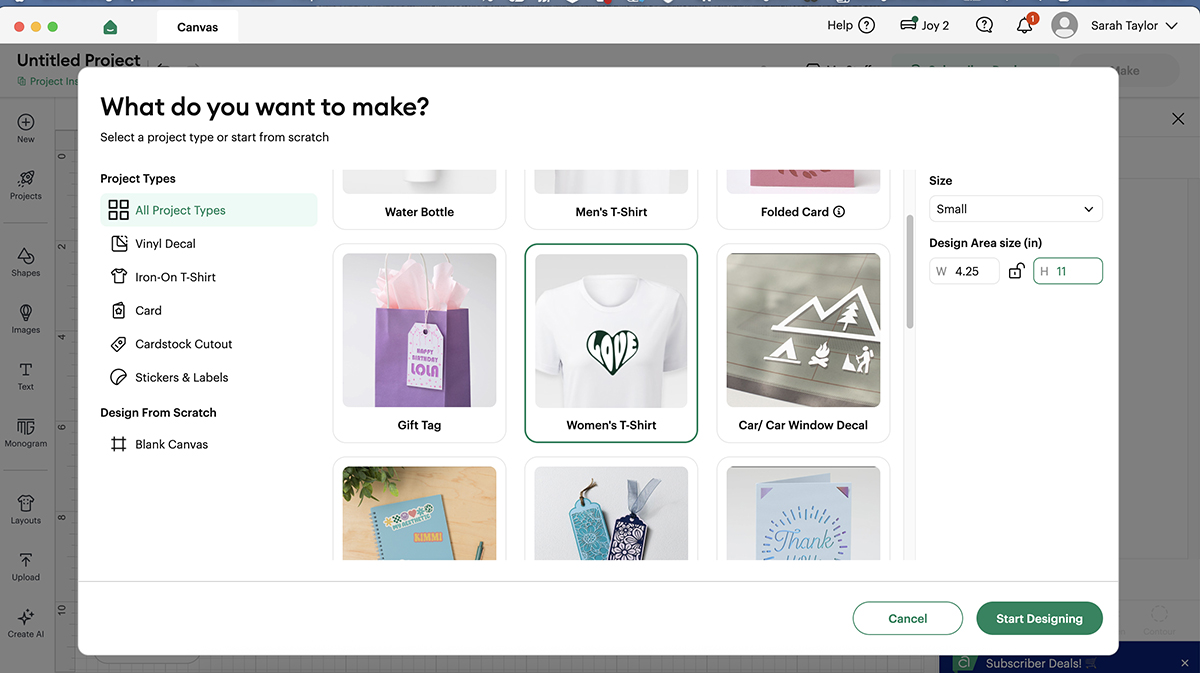 Cricut t-shirt project step 1