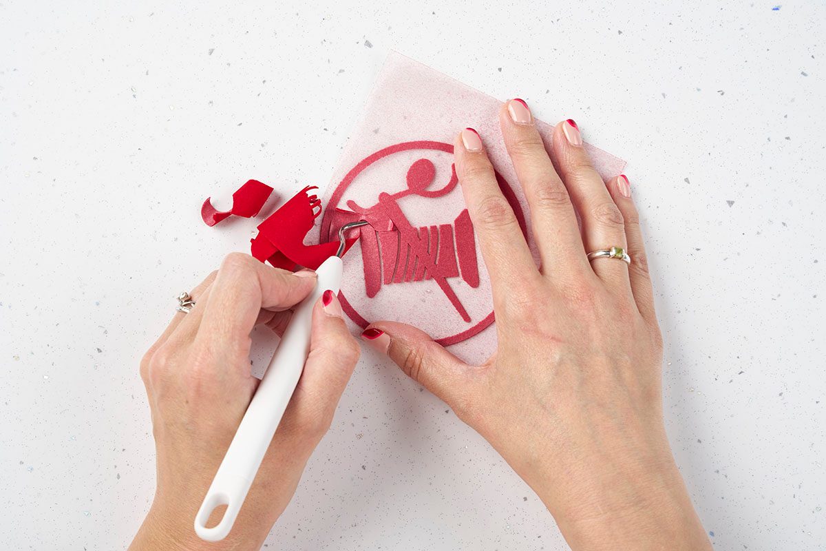 Cricut t-shirt project: weeding the design step 1