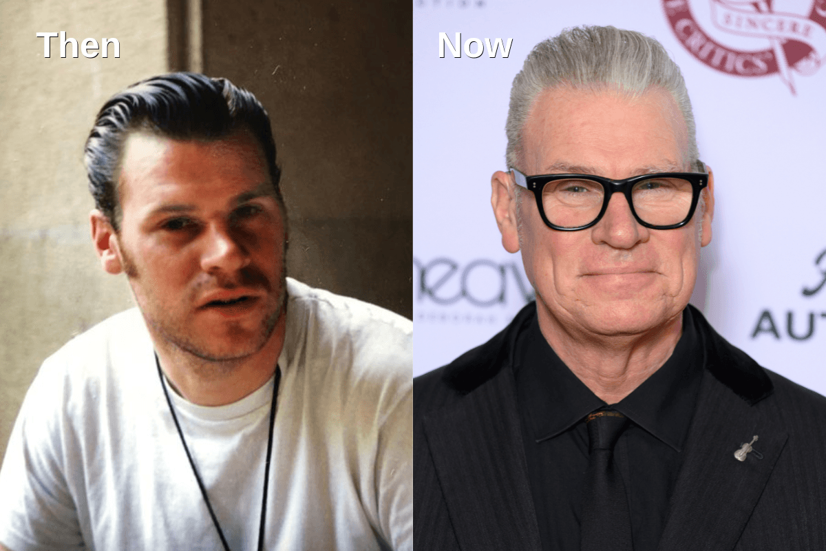 A side-by-side comparison of a younger Mark Kermode and him today
