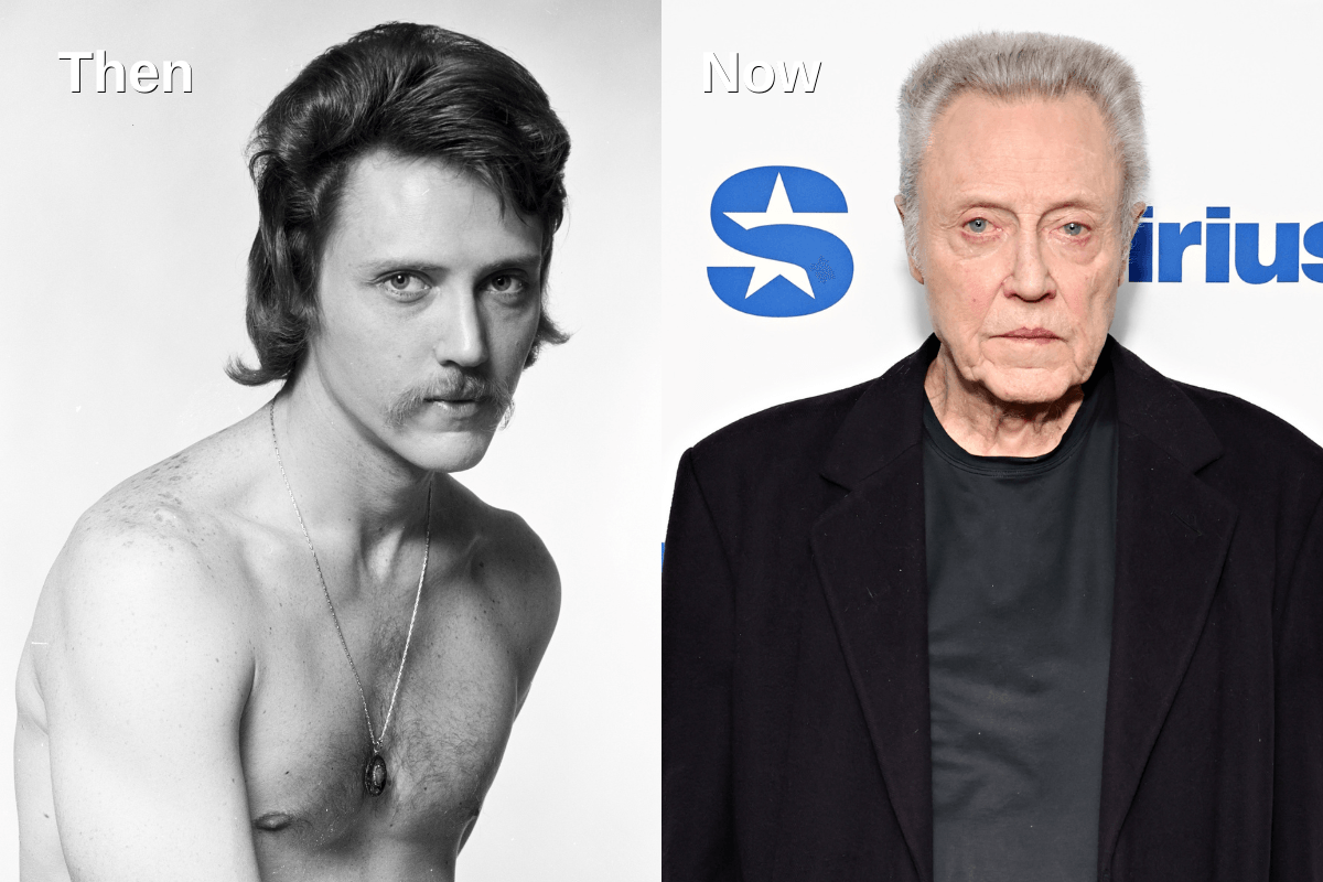 A side-by-side comparison of Christopher Walken in his youth and today