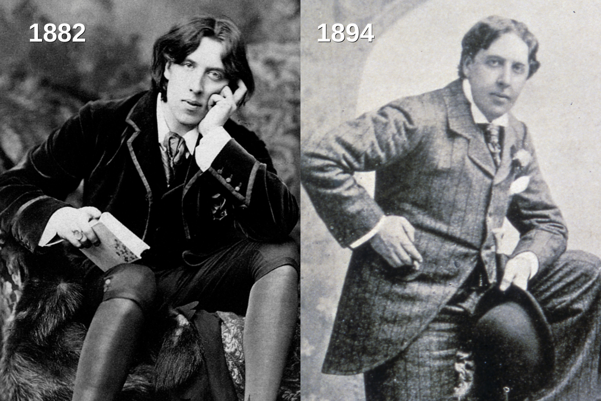 A side-by-side comparison of Oscar Wilde in 1882 and 1894