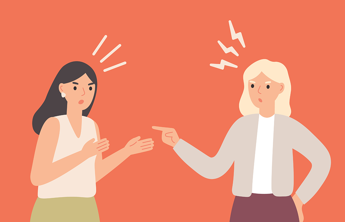 An illustration of two women arguing