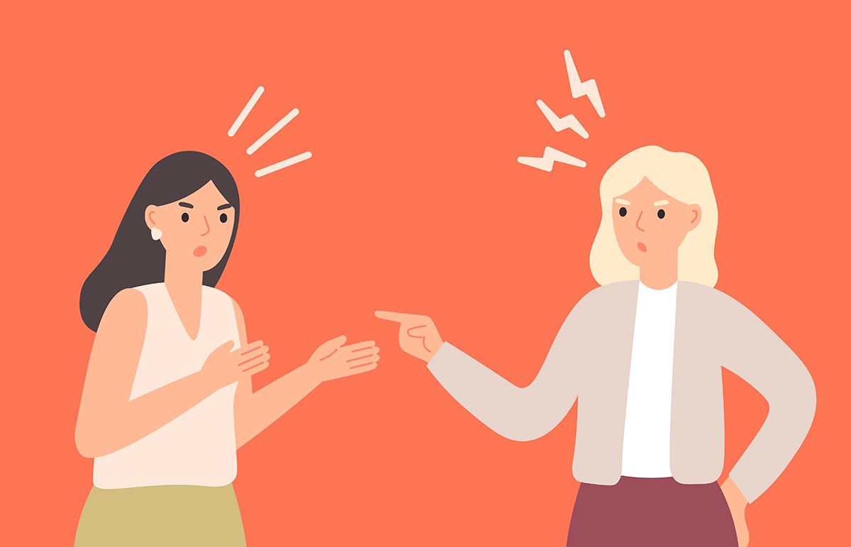 An illustration of two women arguing