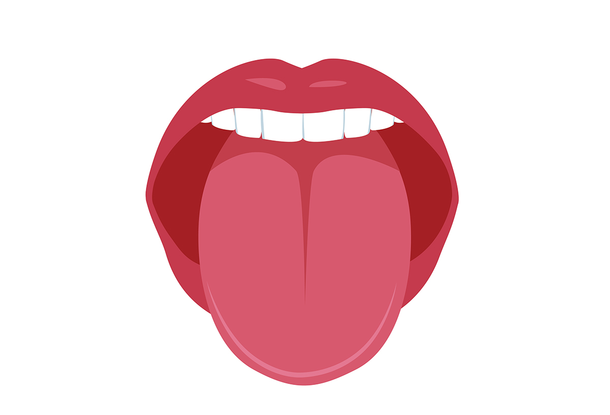 An illustration of a mouth with the tongue sticking out.