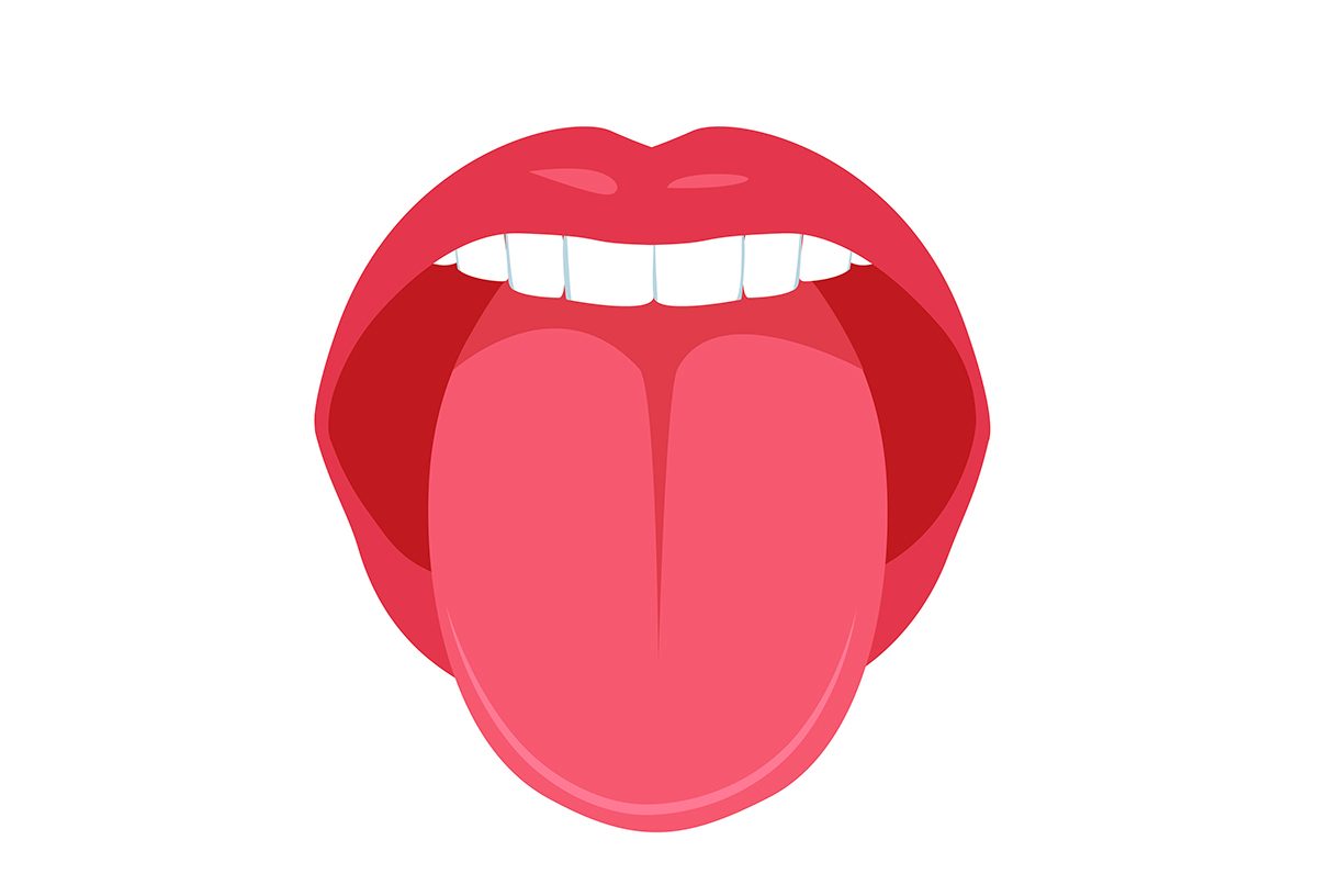 An illustration of a mouth with the tongue sticking out.
